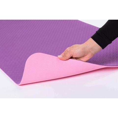 Коврик для йоги и фитнеса PROFI-FIT, 6 мм, ПРОФ (фиолетовый-розовый)