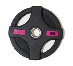 Диск олимпийский обрезиненный черный с двумя хватам Original FitTools 15 кг
