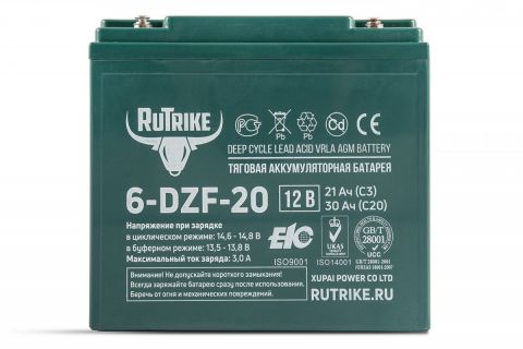 Комплект тяговых гелевых аккумуляторов RuTrike 6-DZF-20