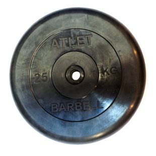 Диск обрезиненный 25 кг Barbell Atlet чёрный