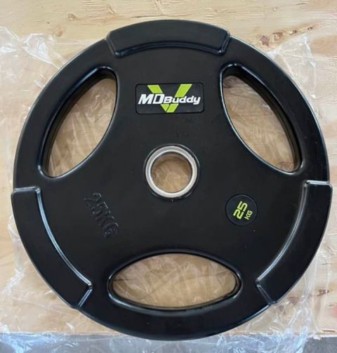 Диск обрезиненный тренировочный с тройным хватом MD Buddy MD1018 25кг